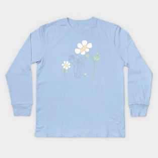 Picking Daisies- DIY Pre-printed design for embroidery T-Shirt Kids Long Sleeve T-Shirt